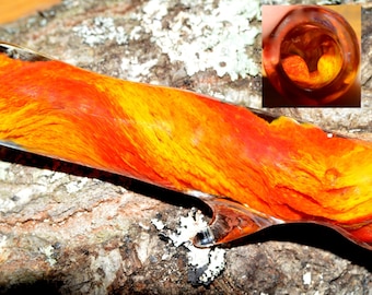Phoenix Fire Honeycomb Chillum Ice Pinch Pipe with Horn - Handblown Glass
