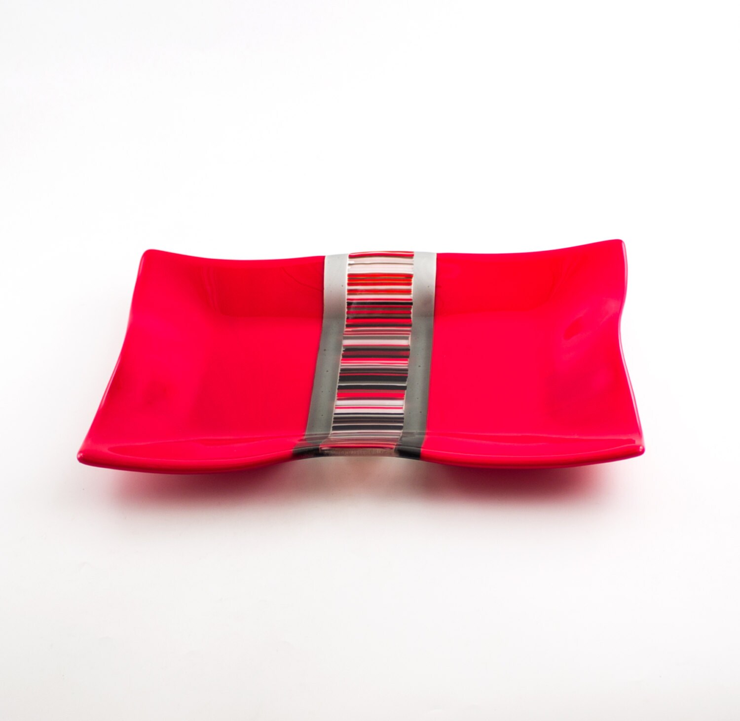 Red Glass Serving Tray Fused Glass Platter Serving Dish