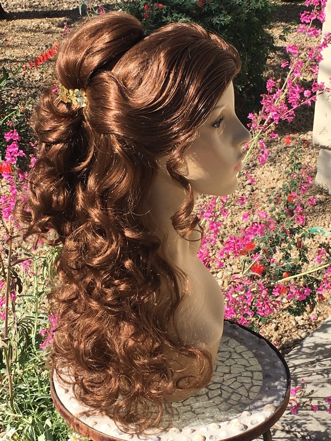 Belle Beauty and Beast Park Style Gold Ballroom wig