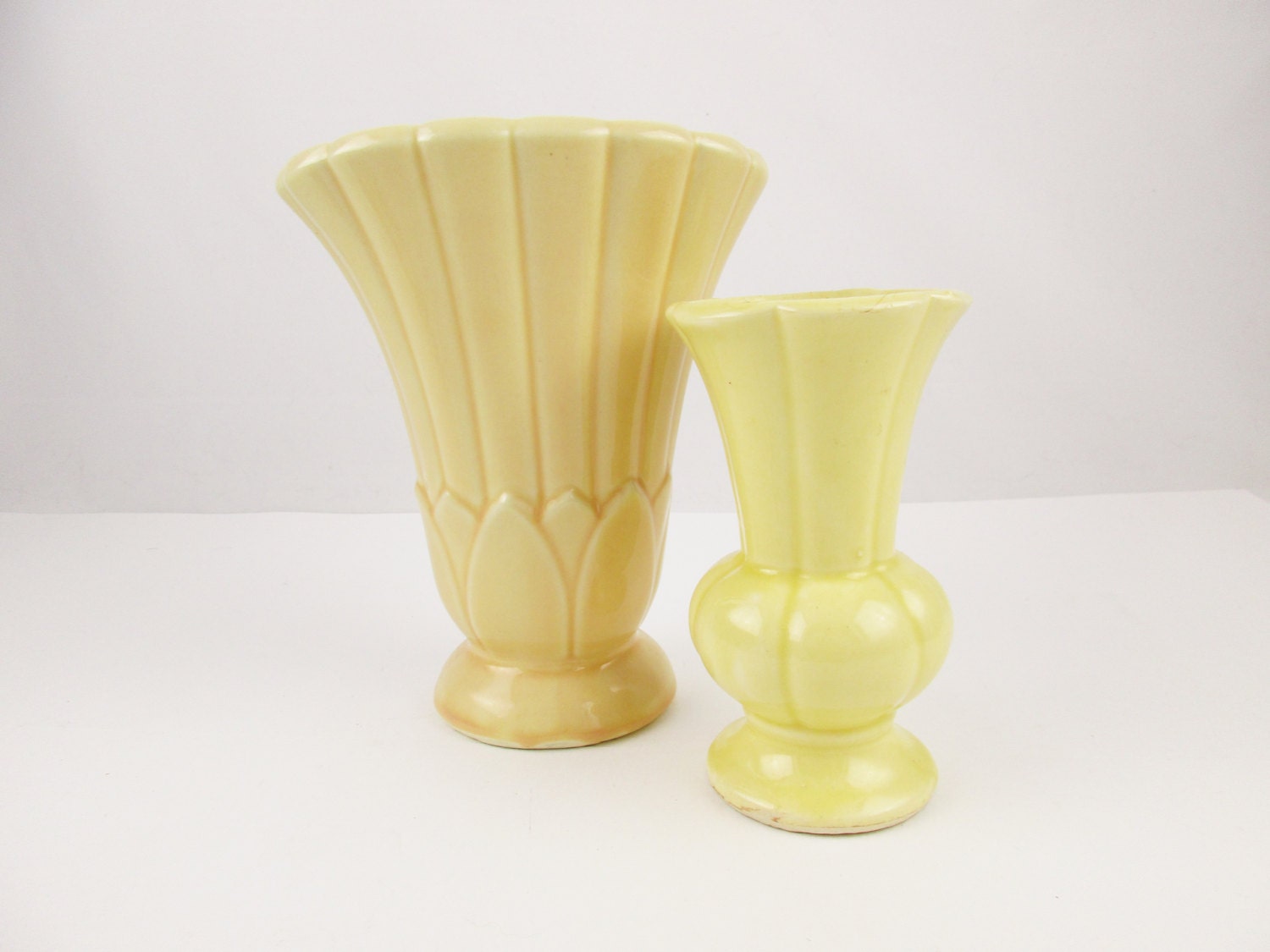 Two Yellow Vases Buttercup Yellow Light Yellow Vase