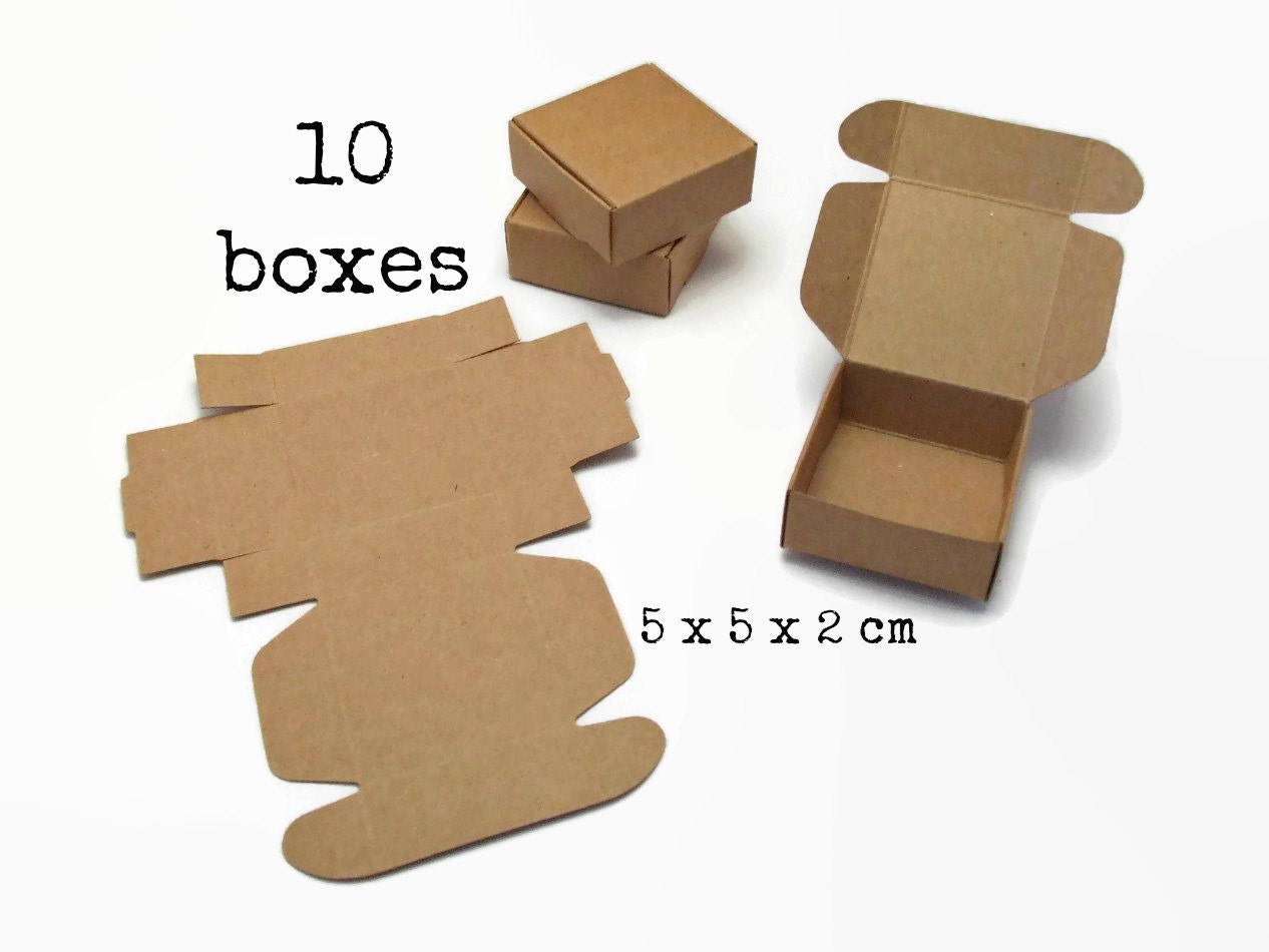10 Small KRAFT paper BOX 5x5x2 cm mini tiny gift box