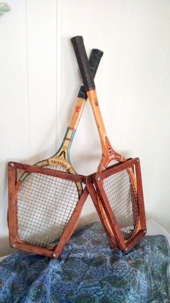 ON SALE Pair vintage wooden tennis rackets on sale wall