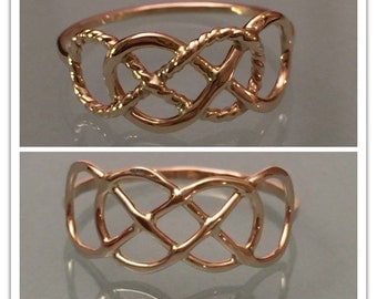 14k Double Infinity Ring, 14k Infinity Ring, 14k Thumb Ring, 14k Knuckle Ring, 14k Engagement Ring, 14k Gold Ring, 14k Promise Ring