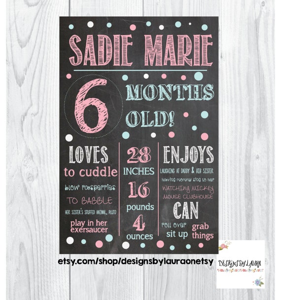 SALE6 Months Old Chalkboard Poster/ by