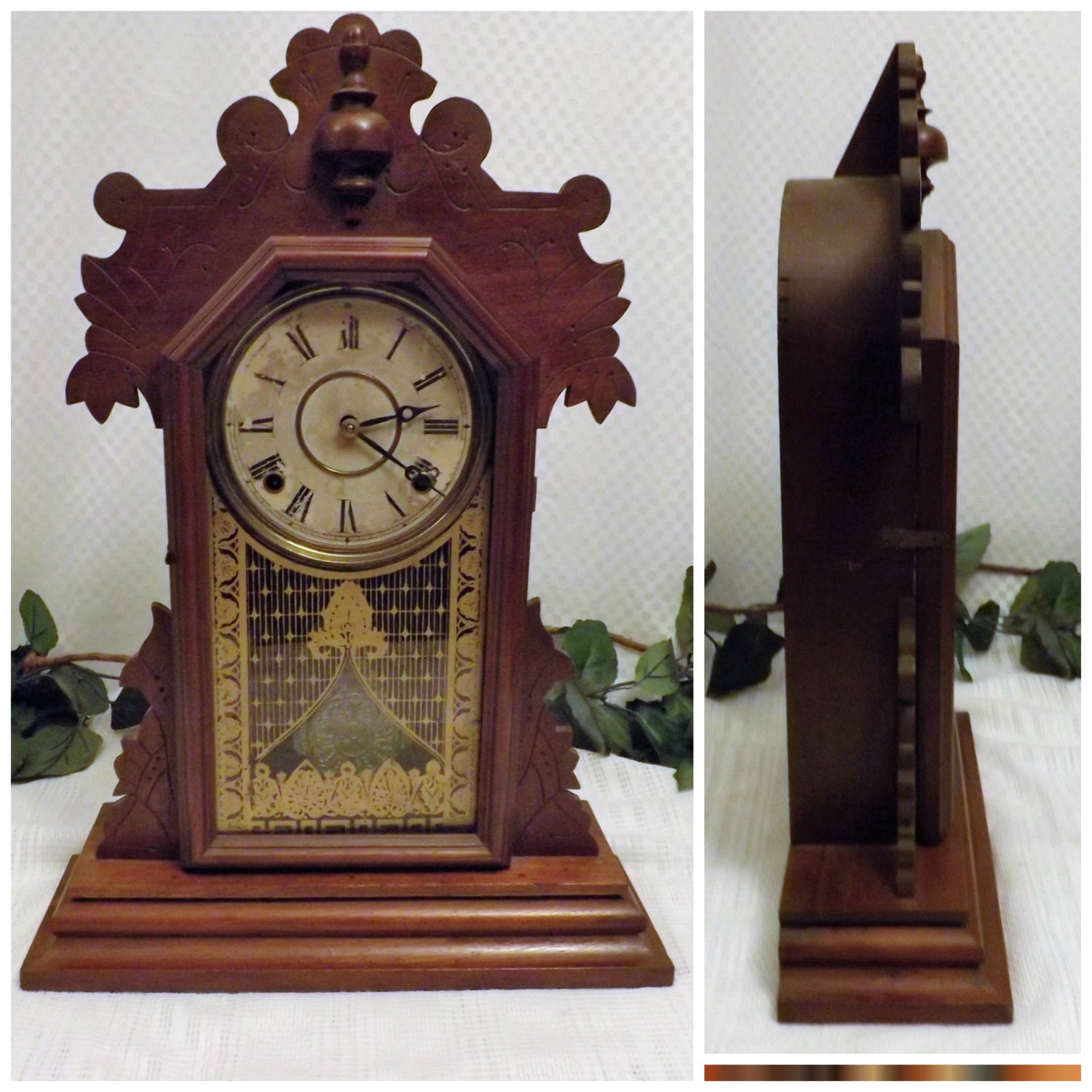 1881 Antique Gingerbread Kitchen Clock Rare The E Ingraham