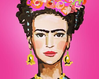 Frida Kahlo Print roses pretty portrait