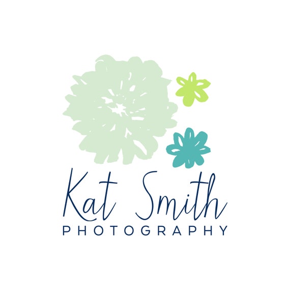 Premade Logo: Hand Drawn Flowers Photography and optional