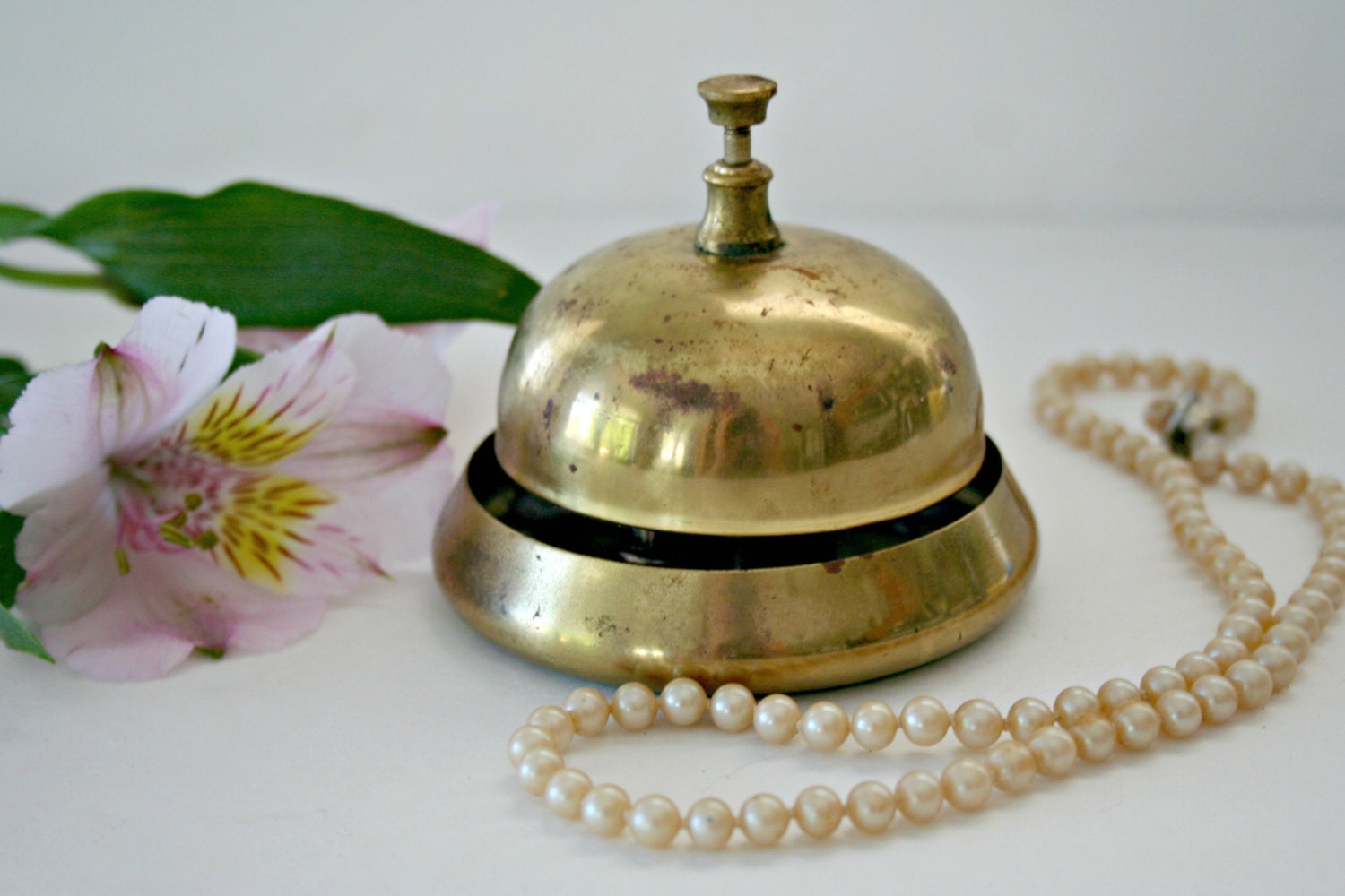 Brass Front Desk Bell Hotel Bellhop Bell Desk by MyOliviaVintage