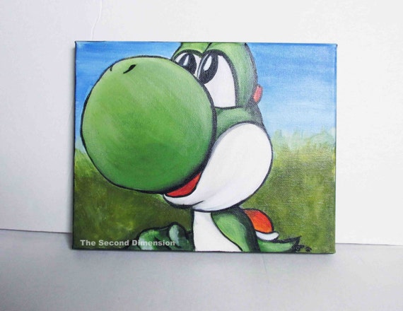 Classic Yoshi Art Painting Acrylics on Stretched Canvas Game