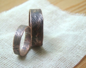 Copper wedding ring set
