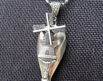 Spoon Necklace Silverplate, Windmill Necklace Made From Small Spoon.