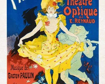 Jules Cheret Performing Arts Poster : "Musee Grevin, Pantomimes Lumineuses" (1896) - Giclee Fine Art Reproduction