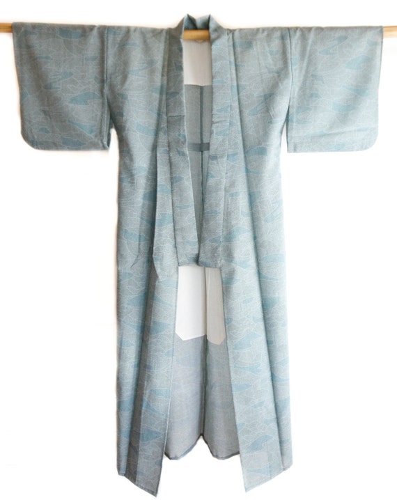 Blue Kimono Vintage Japanese RobeFestival WearBoho