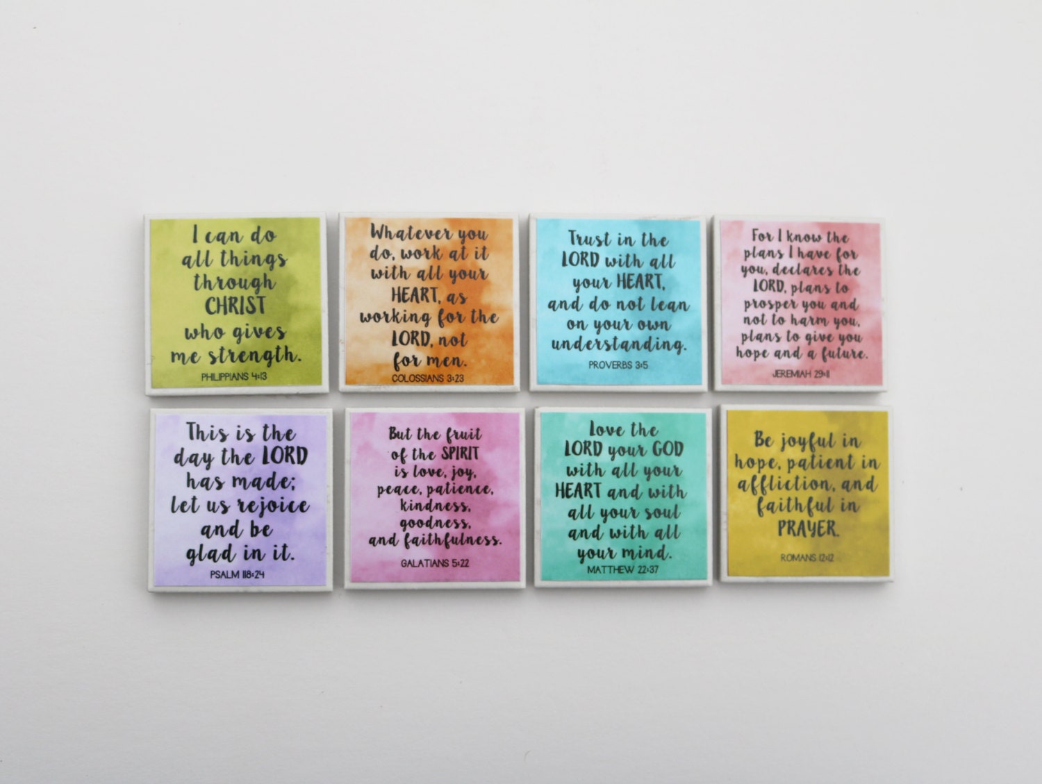 8 Bible Verse Scripture on 2x2 Square Tile