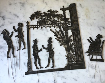 1800s antique French Ombres Chinoises, antique French shadow puppets