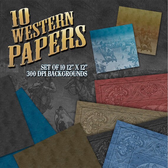 Western Printable Paper: Digital Papers Western Scrapbook
