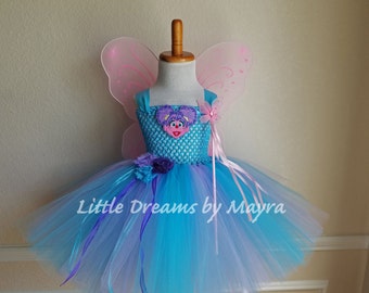 Abby Cadabby inspired tutu dress with wings, wand and hairlip, Abby Cadabby birthday party inspired outfit size nb to 12years