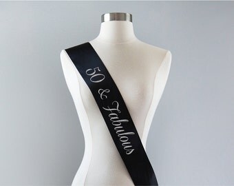 50th Birthday Sash 50th Birthday Party 50 and Fabulous 50th Birthday Gift Idea for Women Custom Sash Personalized Sash