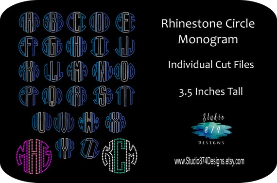 Rhinestone Circle Monogram Template Letters Alphabet Font