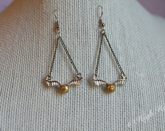 Flying Golden Snitch Earrings - Harry Potter Earrings - Beaded Earrings - Harry Potter Gift - Quidditch Earrings - Harry Potter Jewelry