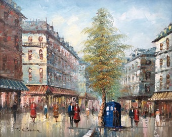 Doctor Who Tenth Dr. David Tennant and TARDIS Parody, 'Allons-y' - Repurposed Thrift Art - Limited Edition Print or Poster - Funny Dr. Who