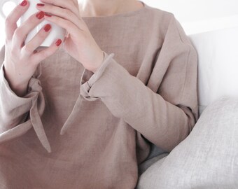 Linen kimono top, linen blouse, linen clothing, linen womens clothing, oversized linen blouse CollectionWN