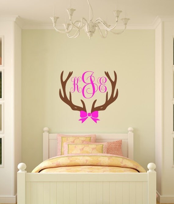 Monogram Antlers Girls Room Hunting Decal by LilSouthernGrace