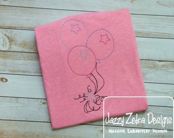 3 Circus Balloons Color Work Embroidery Design - 3 Circus Balloons Red Work Embroidery Design - balloons Embroidery Design - circus