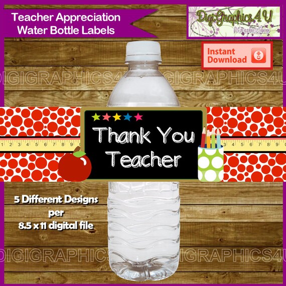 Printable Teacher Appreciation Water Gift Printable Bottle