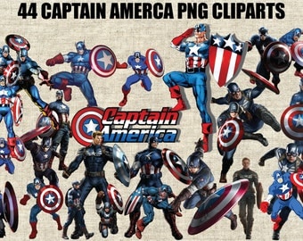 Captain America, The First Avenger 44 Images in 300 PPI PNG Transparent Background, Printable Digital Graphics