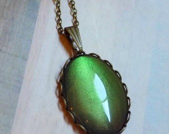 Color-Shifting Green Necklace, Nail Polish Pendant