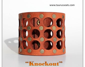 Leather bracelet woman - Brown leather bracelet cuff - Womens leather wristband - Statement Bracelet - Biker chick cuff bracelet