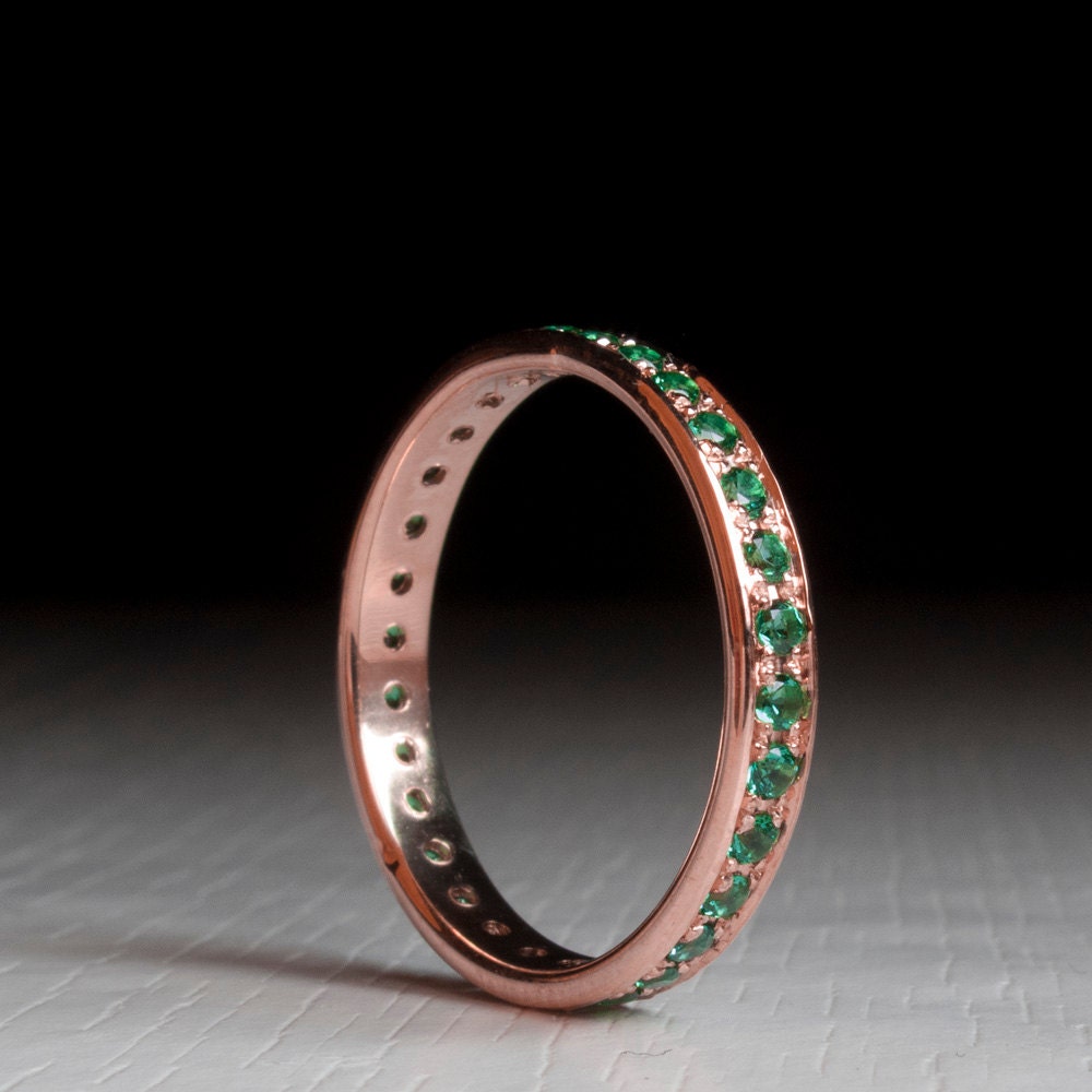 Rose Gold Emerald Eternity ring