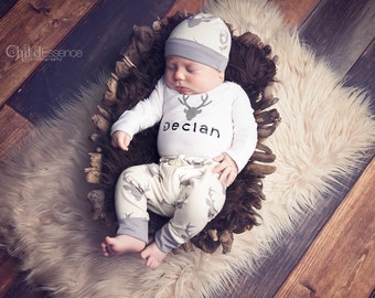 Personalized Newborn Outfit Boy - Deer - Newborn Outfit - 3 Piece
