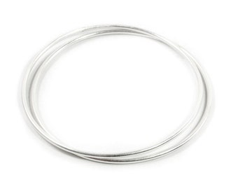 2 Plain Sterling Silver Bangle Bracelets,Pair of Plain thin Smooth Rounded stacking Bangles Bracelet,bohemian stackable Slim bangle,Handmade