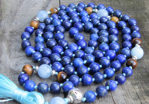 Lapiz Lazuli Mala Necklace Chakra Healing Mala Lapis Lazuli