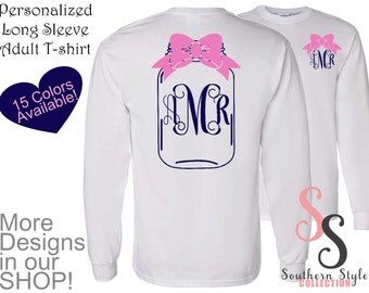 1 Long Sleeve Adult Personalized Tshirt, Monogrammed tshirt,personalized shirt,Christmas gift,Monogram gifts,custom tshirt,personalized gift
