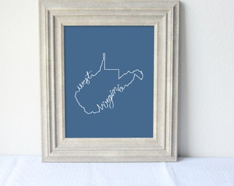 Printable West Virginia State Art Print 8x10 Digital Wall Art Gift