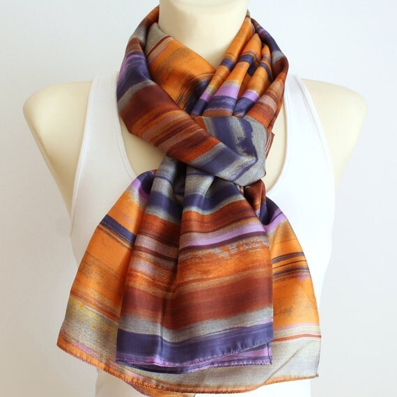 Soft Silk Scarf - Geometric Silk Scarf - Unique Silk Scarf - Light Silk Scarf - Trendy Silk Scarf - Women Fashion Accessories - Gift Idea