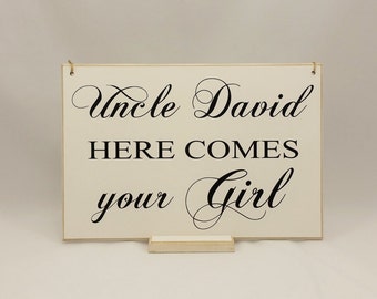 Personalized Ring Bearer Sign, Wedding Ideas, Hanging, Jute String,Page Boy Sign, Wooden Plaque, here comes your girl, 316