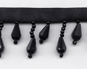 50% Off! Black Diamonds Beaded Fringe Trim. Now Only 3.35 a Yard. Over 50 colors available.