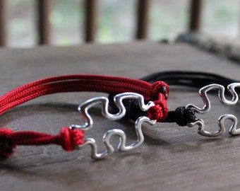 Couples Bracelets, Him and Her Bracelets, Couples Jewelry, Him and Her Gift, Anniversary Gifts, Puzzle Piece Bracelet, Autism Awareness