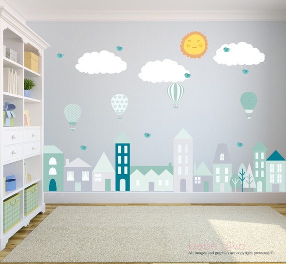 Stadt wandtattoo wand aufkleber kinderzimmer baby wall decal