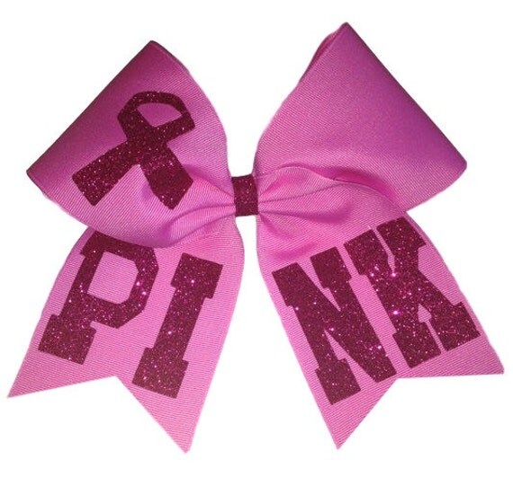 Pink Breast Cancer Awareness Cheer Hair Bow 7893