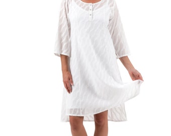 Cotton Dobby Shirt Dress, Ella - White