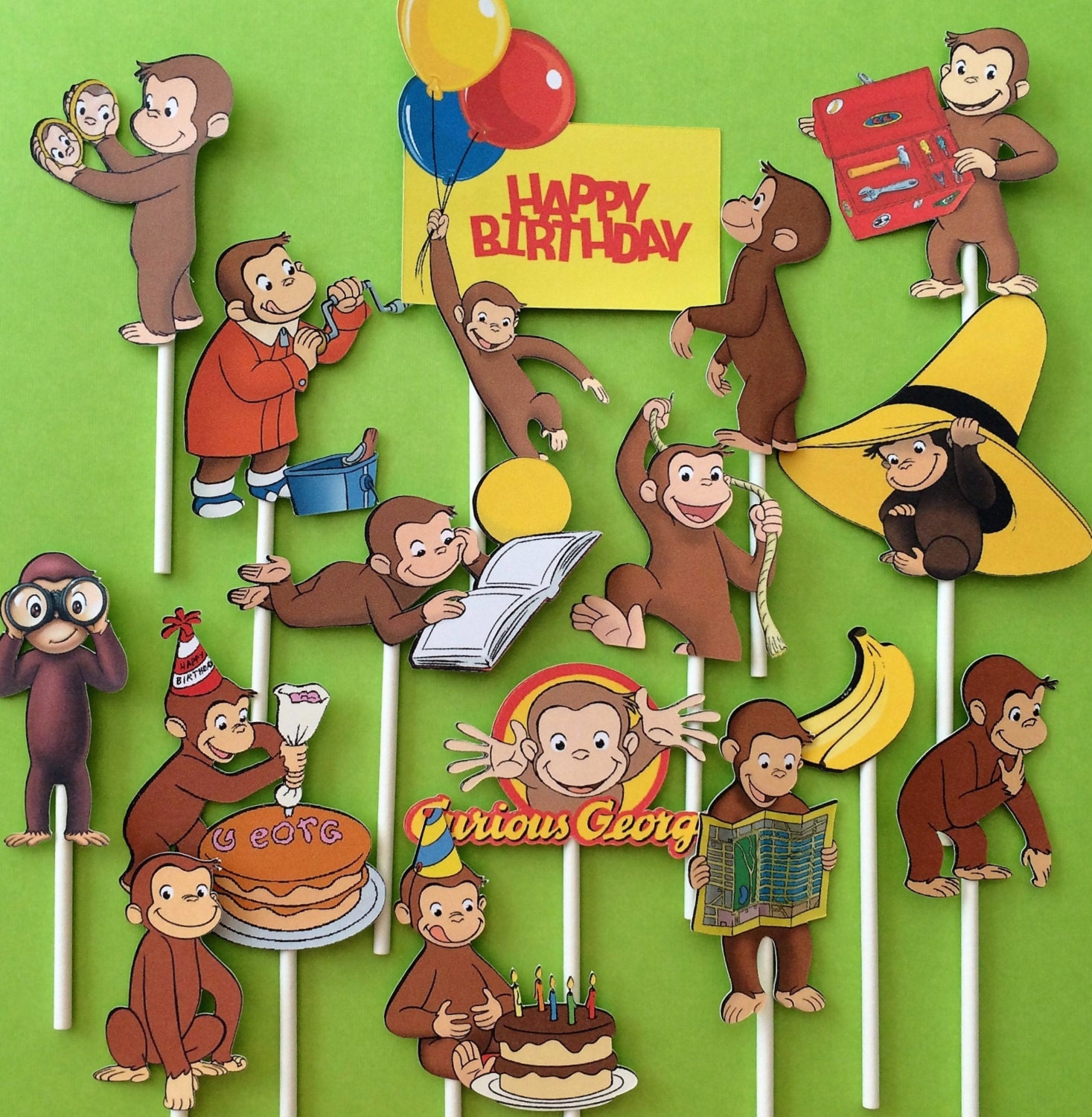 Curious cupcake toppers Curious cake topper