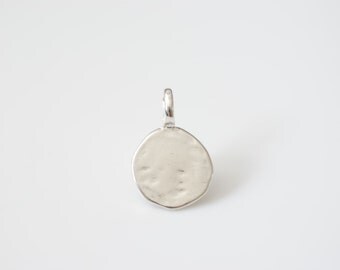 Sterling Silver Blank Disc- 925 Stamping Discs, Silver Round Charms, Sterling Silver Hammered Round Disc Charm, Silver Tag, Round Beads