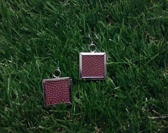 Football Earrings- Glass Back- Classic- Square 1 inch