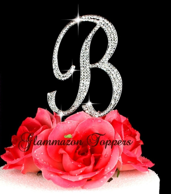 b wedding topper letter cake B custom rhinestone Letter wedding Large topper initial cake