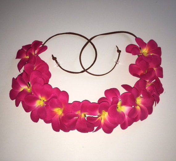 Deep Pink Fuchsia Hawaiian Plumeria Flower Crown Floral by SoVein
